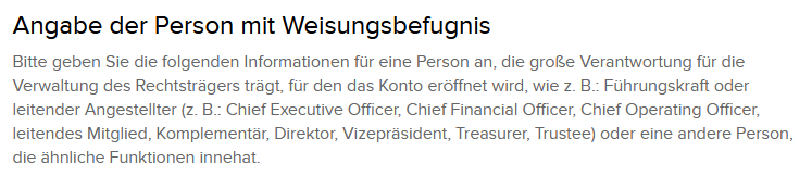 Eine Person mit Weisungsbefugnis angeben