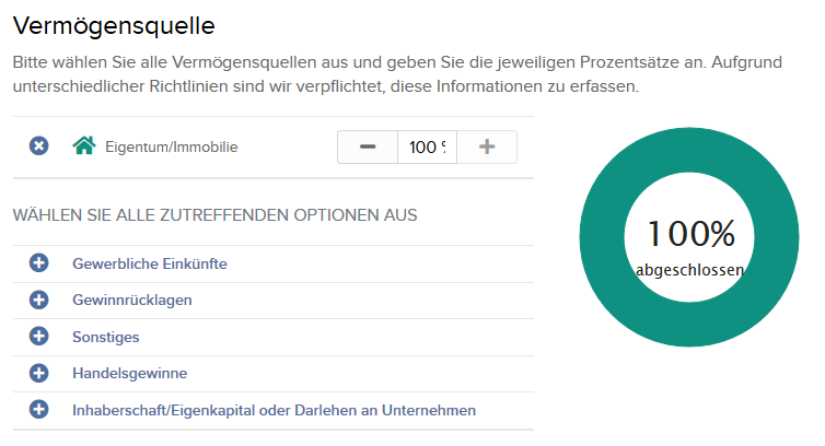Aufteilung der Vermögensquellen