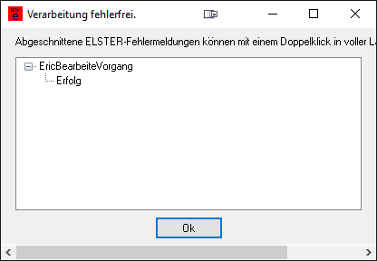 Erfolgsmeldung nach Testsendung